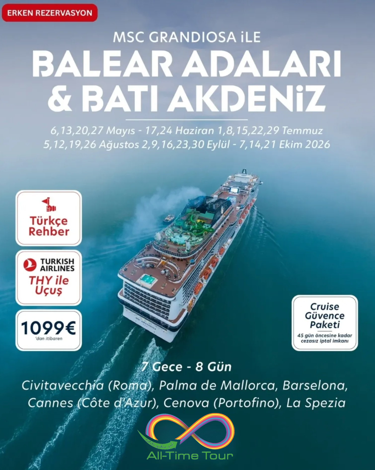 Balear Adaları & Batı Akdeniz (MSC Grandiosa) | All-Time Tour 2026 cruise