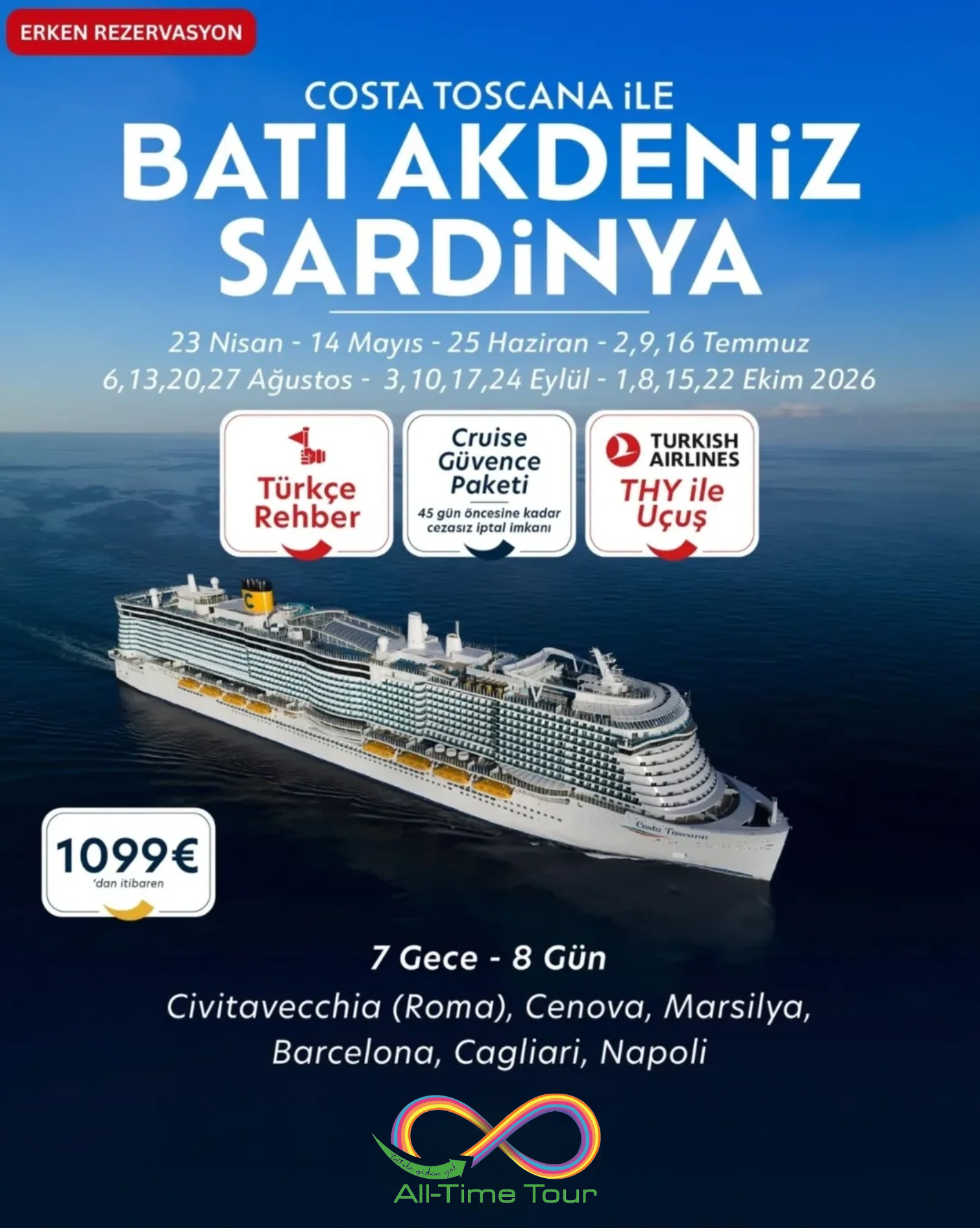 Batı Akdeniz & Sardinya (COSTA Toscana) | All-Time Tour 2026 cruise